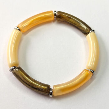 Beige Gold Brown Bamboo Slip-on Acrylic Bracelet