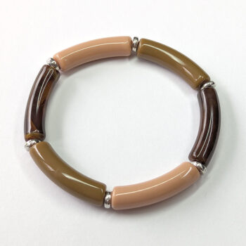 Beige Green Brown Bamboo Slip-on Acrylic Bracelet