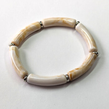 Beige White Marble Bamboo Slip-on Acrylic Bracelet