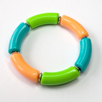 Green Orange Blue Chunky Bamboo Slip-on Acrylic Bracelet