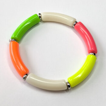 Green Pink Yellow Orange Bamboo Slip-on Acrylic Bracelet