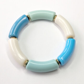 Blue White Chunky Bamboo Slip-on Acrylic Bracelet