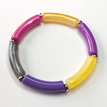 Grey Purple Gold Pink Bamboo Slip-on Acrylic Bracelet