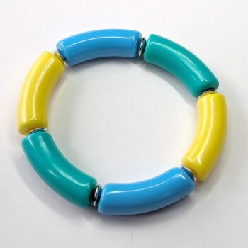 Blue Yellow Chunky Bamboo Slip-on Acrylic Bracelet