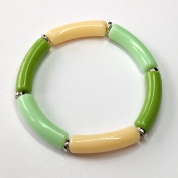 Beige Mint Green Bamboo Slip-on Acrylic Bracelet