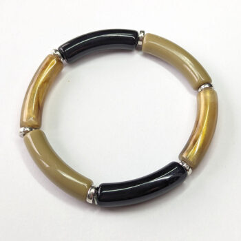 Black Gold Beige Bamboo Slip-on Acrylic Bracelet