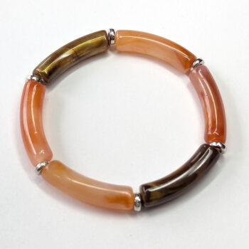 Red Beige Brown Bamboo Slip-on Acrylic Bracelet