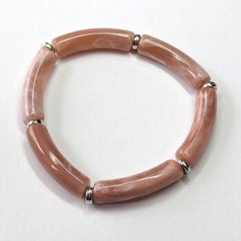 Marble Beige White Bamboo Slip-on Acrylic Bracelet