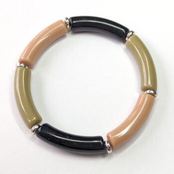 Black Sage Beige Bamboo Slip-on Acrylic Bracelet