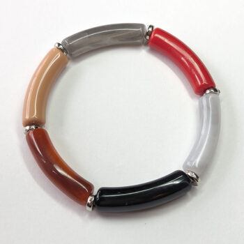 Red Grey Black Beige Bamboo Slip-on Acrylic Bracelet