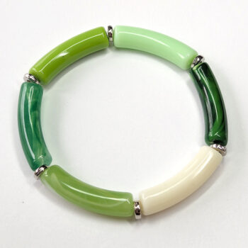 Green Mint White Bamboo Slip-on Acrylic Bracelet