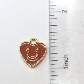 Red Heart Smiley Smile Face Enamel Charm Gold - Image 2