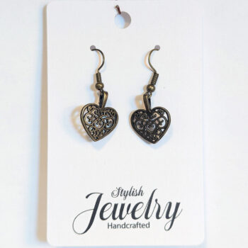 Antique Bronze Hollow Decorative Heart Earrings - Image 4