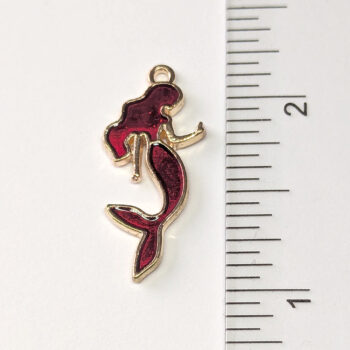 Red Mermaid Enamel Charm Gold - Image 2