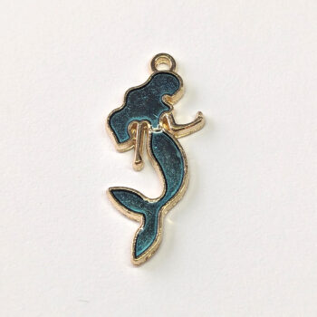 Dark Blue Mermaid Enamel Charm Gold