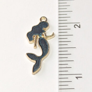 Dark Blue Mermaid Enamel Charm Gold - Image 2