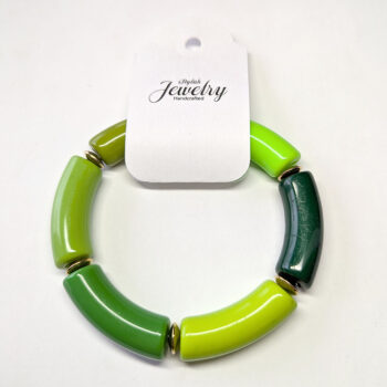 Green Sage Chunky Bamboo Slip-on Acrylic Bracelet - Image 2