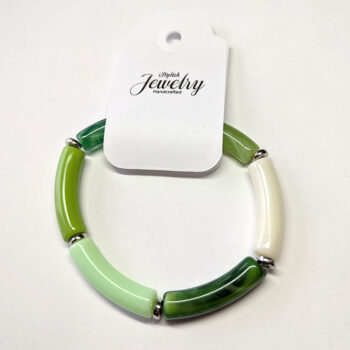 Green Mint White Bamboo Slip-on Acrylic Bracelet - Image 2