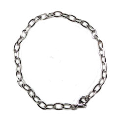 Silver Stainless Steel Oval Curb Cuban Bracelet Lobster Clasp