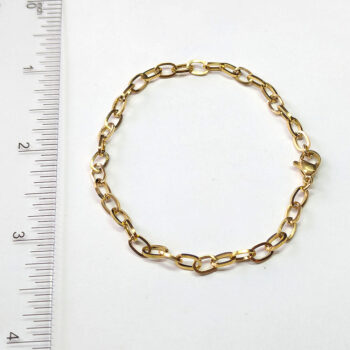 Gold Stainless Steel Oval Curb Cuban Bracelet Lobster Clasp - Image 2