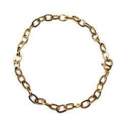 Gold Stainless Steel Oval Curb Cuban Bracelet Lobster Clasp