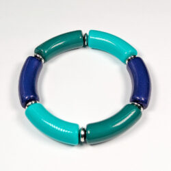 Green Blue Turquoise Chunky Bamboo Slip-on Acrylic Bracelet