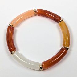 Cream Brown Beige Bamboo Slip-on Acrylic Bracelet