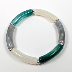 White Grey Green Bamboo Slip-on Acrylic Bracelet