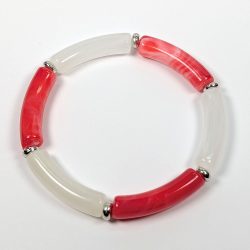 Red White Bamboo Slip-on Acrylic Bracelet