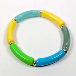 Green Yellow Blue Marble Bamboo Slip-on Acrylic Bracelet