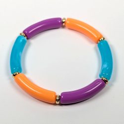 Orange Purple Blue Bamboo Slip-on Acrylic Bracelet
