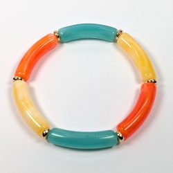 Orange Green Yellow Bamboo Slip-on Acrylic Bracelet