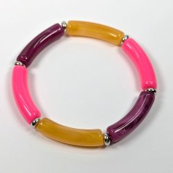 Pink Purple Yellow Bamboo Slip-on Acrylic Bracelet