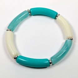 White Blues Marble Bamboo Slip-on Acrylic Bracelet