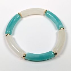 White Blue Marble Bamboo Slip-on Acrylic Bracelet