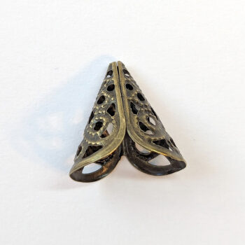 Triangle Cone Filigree Bead Cap Antique Bronze - Image 3