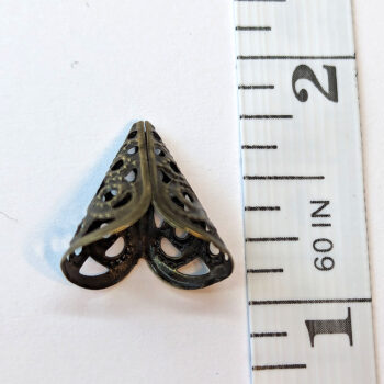 Triangle Cone Filigree Bead Cap Antique Bronze - Image 2