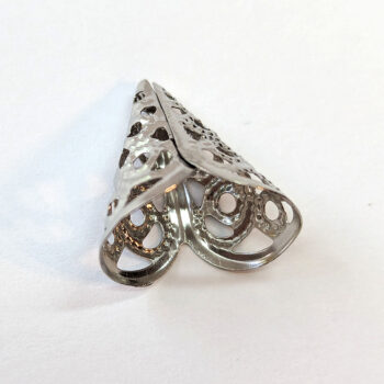 Triangle Cone Filigree Bead Cap Antique Silver - Image 2