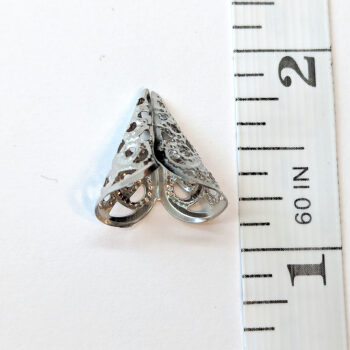 Triangle Cone Filigree Bead Cap Antique Silver - Image 3