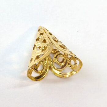 Triangle Cone Filigree Bead Cap Gold - Image 3