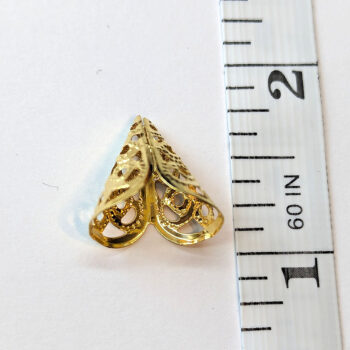 Triangle Cone Filigree Bead Cap Gold - Image 2