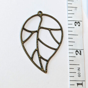 Large Hollow Cutout Leaf Branch Pendant Antique Bronze - Image 3