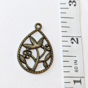 Antique Bronze Hollow Teardrop Flower Pendant - Image 2