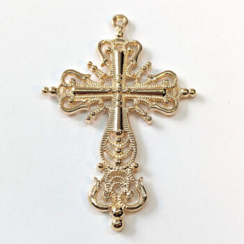 Large Decorative Hallow Cross Pendant KC Gold