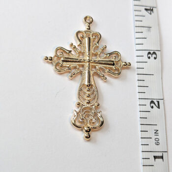 Large Decorative Hallow Cross Pendant KC Gold - Image 2