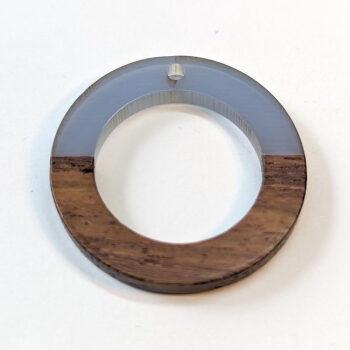 Steel Blue Hollow Circle Round Hoop Resin Geometric Wood Pendant