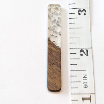 Clear Silver Leaf Long Rectangle Resin Wood Pendant - Image 2