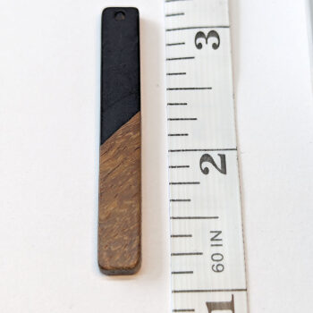 Black Long Rectangle Resin Wood Pendant - Image 2