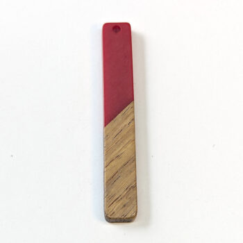 Red Long Rectangle Resin Wood Pendant