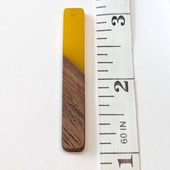 Yellow Long Rectangle Resin Wood Pendant - Image 2